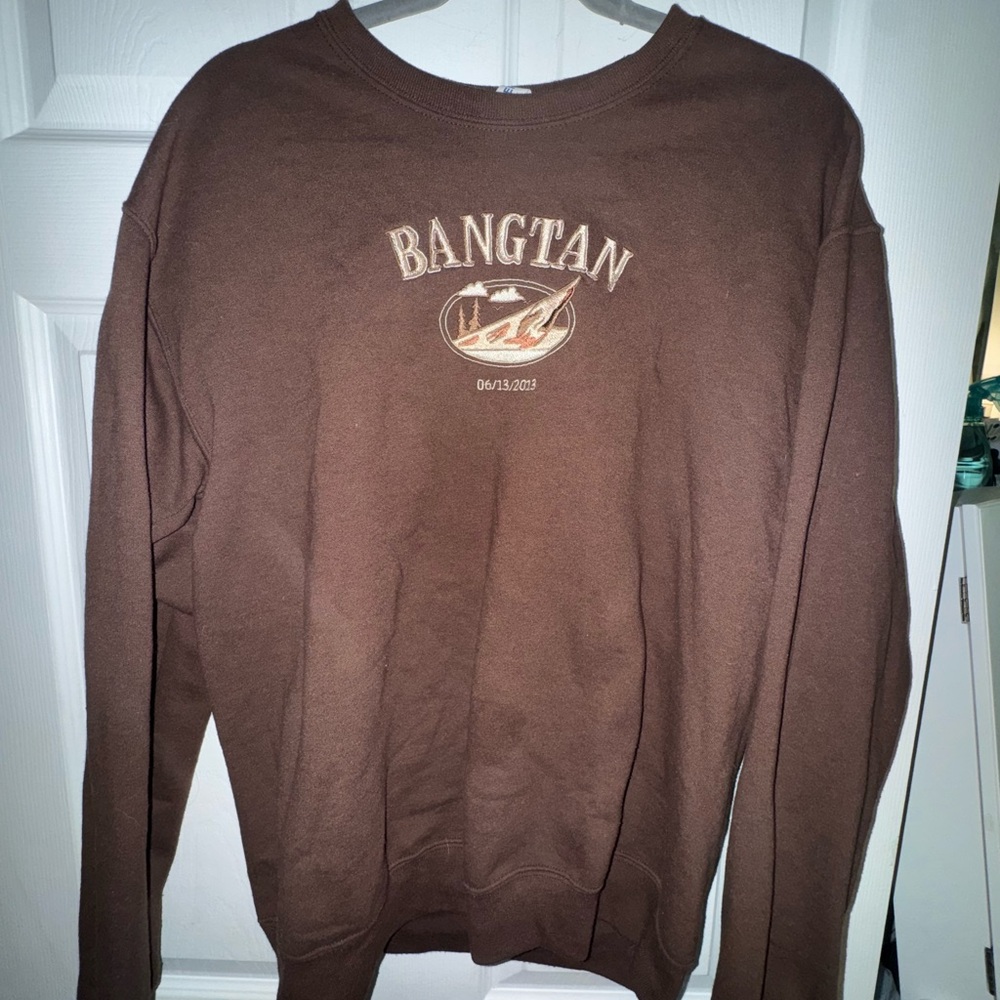 BANGTAN (BTS) Brown Crewneck Sweater with logo